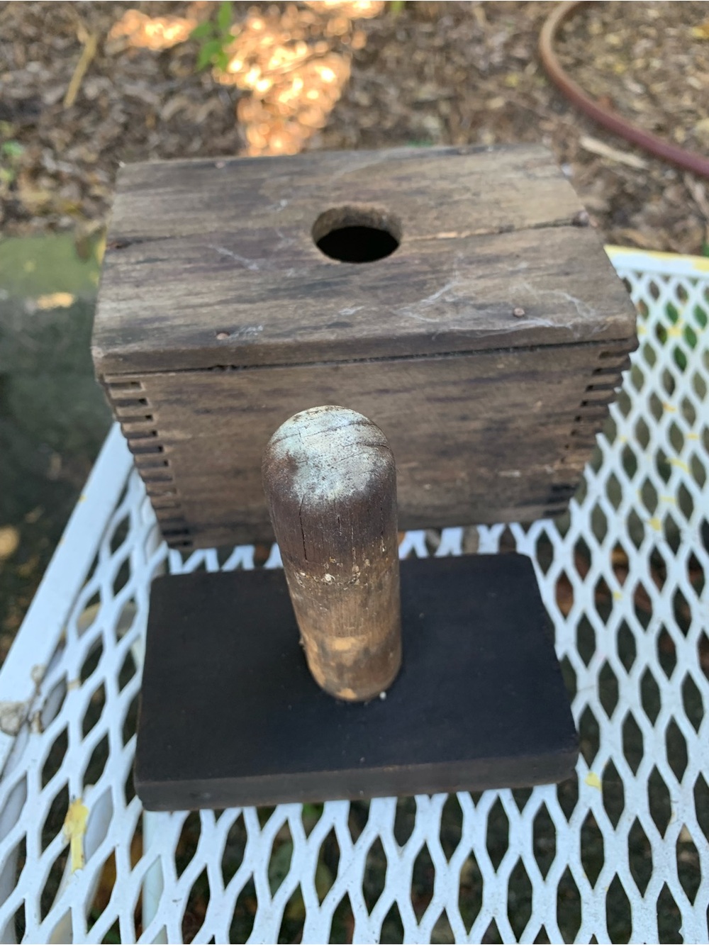 Vintage Primitive Rustic Wooden Butter Press Mold Farmhouse